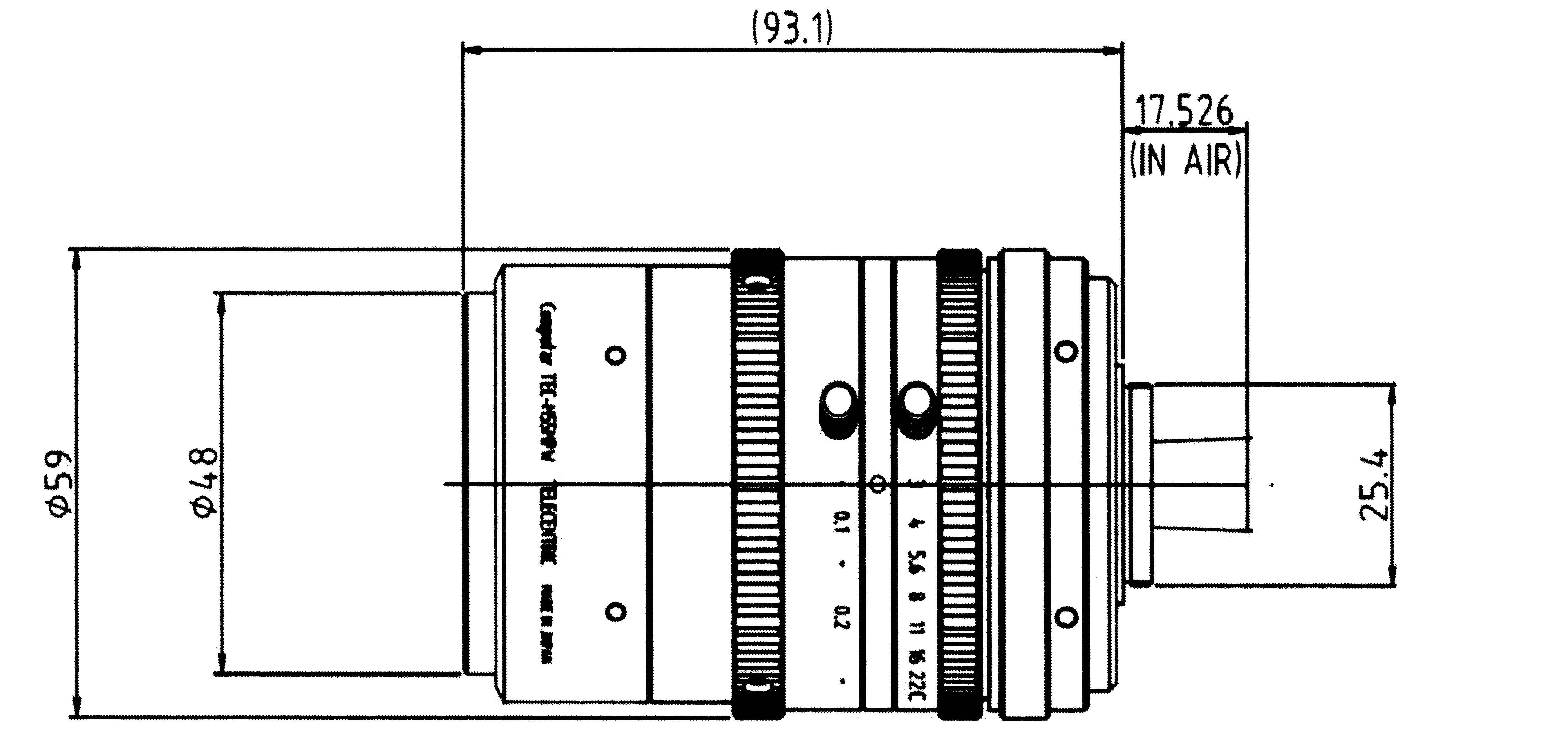 テレセントリック光学レンズ　TEC-M55MPW
